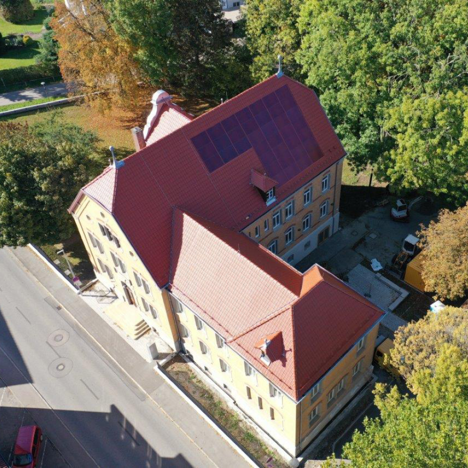 Luftbild Amtsgericht Bad Waldsee mit PV Anlage