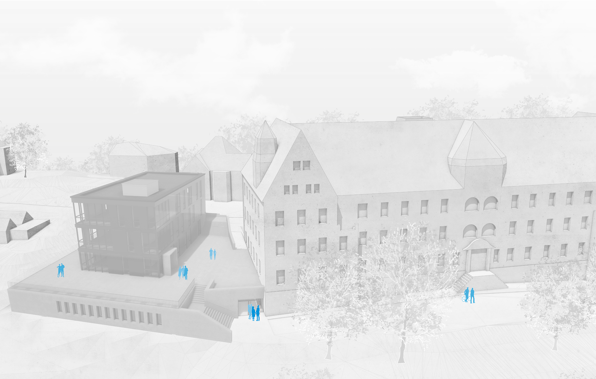 Fassade mit PV-Elementen sowie elektrochromen Fassadeteilen